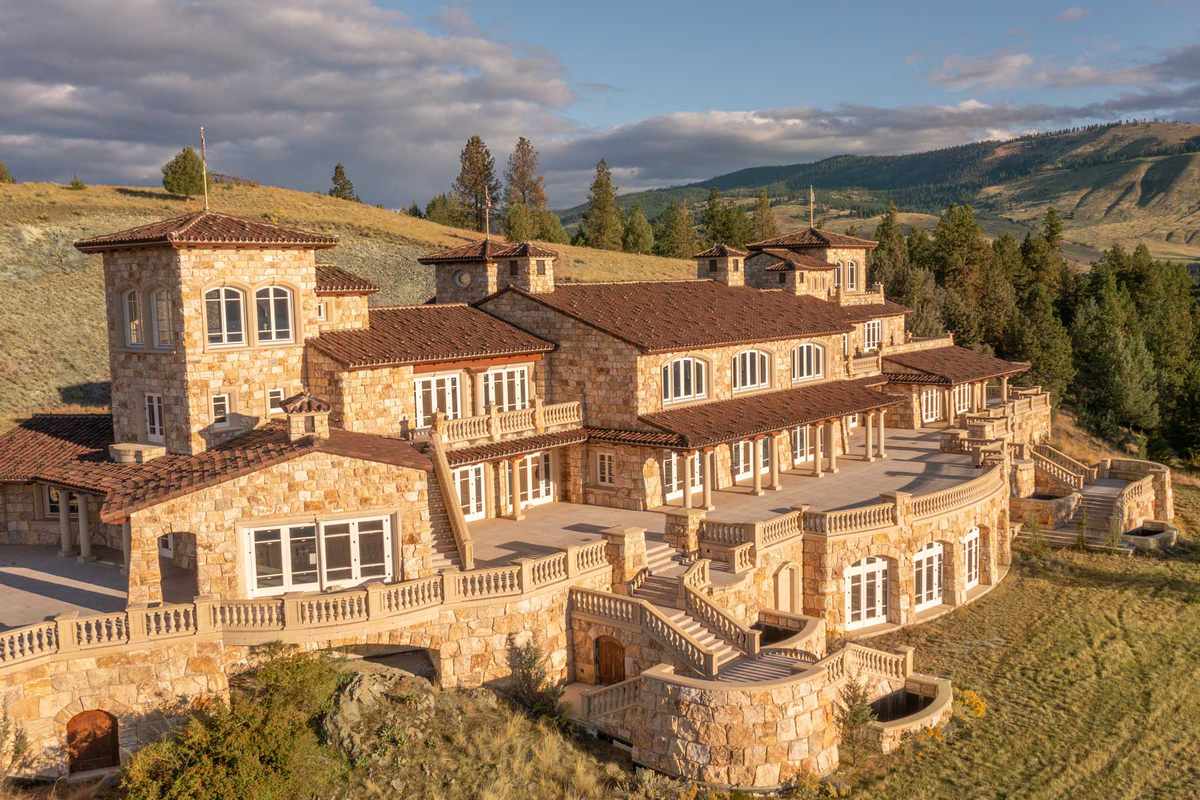 Castle like home on Cromwell Island in Montana is for sale with breathtaking views of scenic landscapes