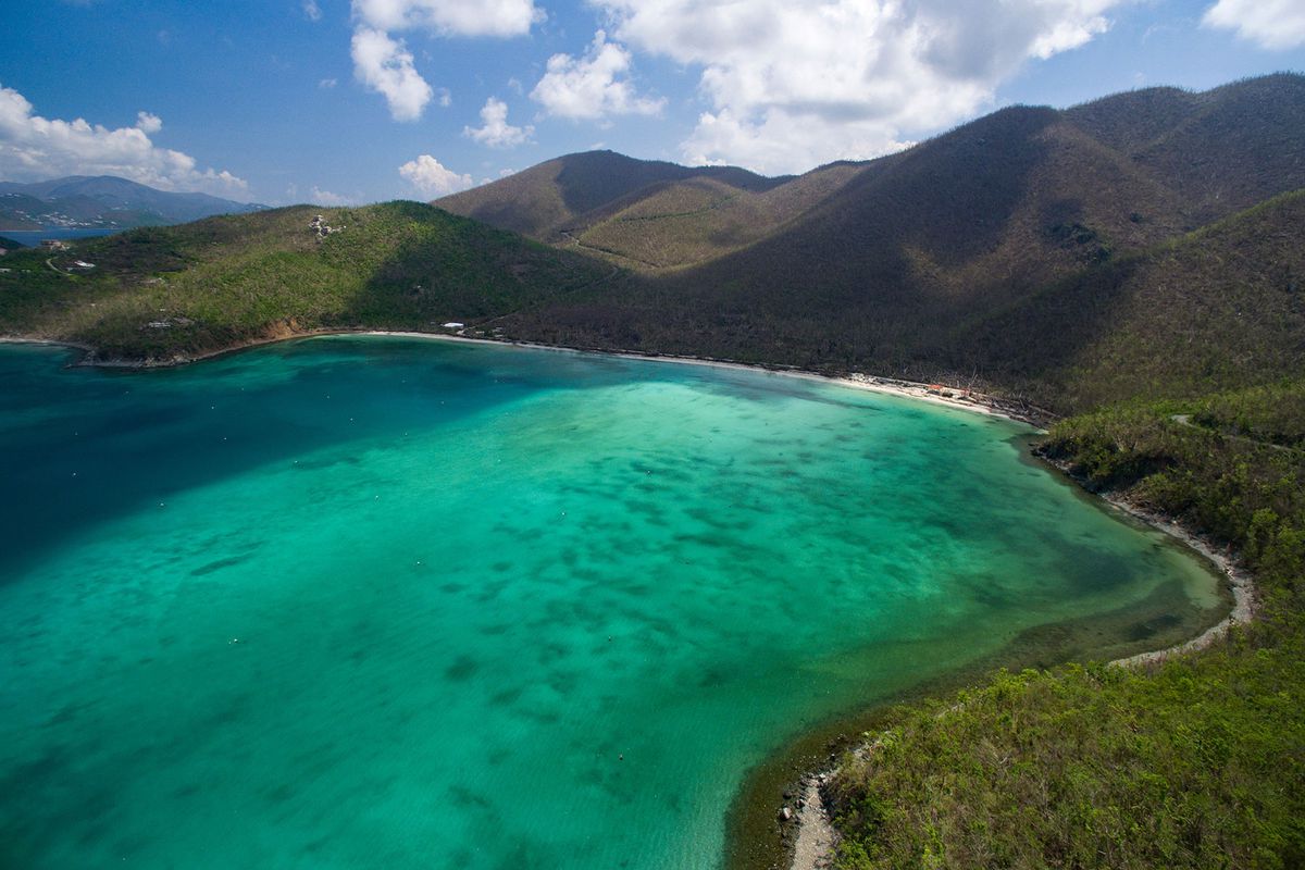 Aerial view of Maho Bay in St. John