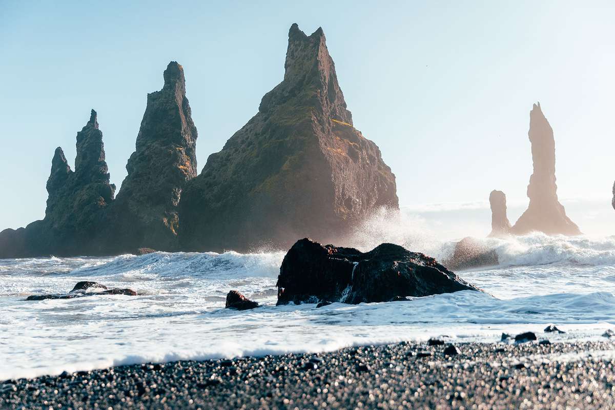 A rocky seashore on the coast of Iceland