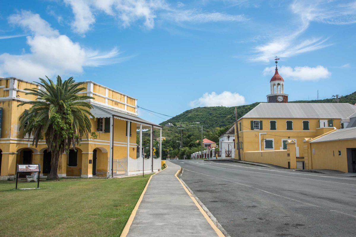 Danish customs house in the Fort Christiansvaern Park in downtown Christiansted, VI