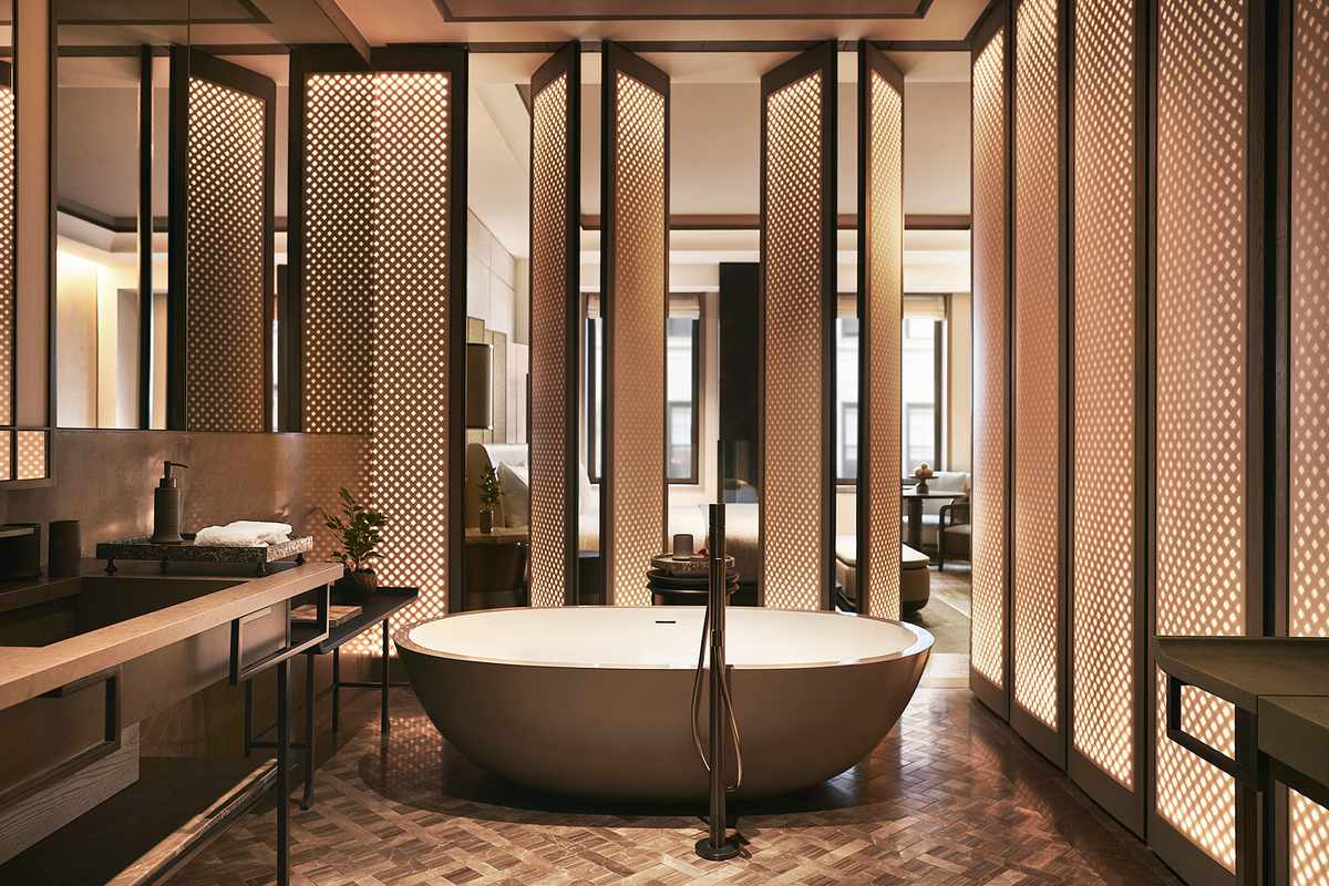Interior of the bathroom at the Aman New York