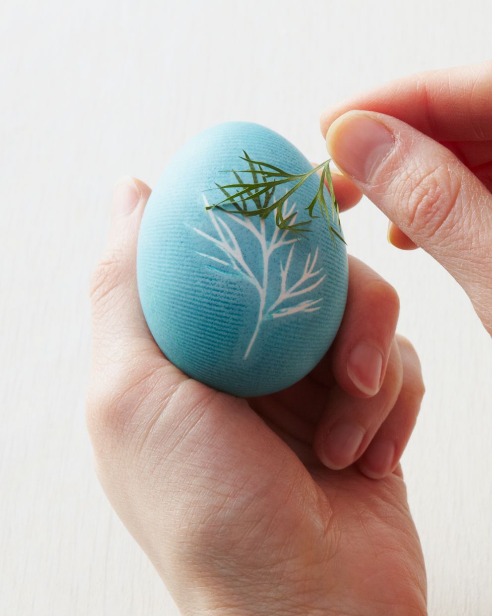 Masking Eggs with Tape and Leaves