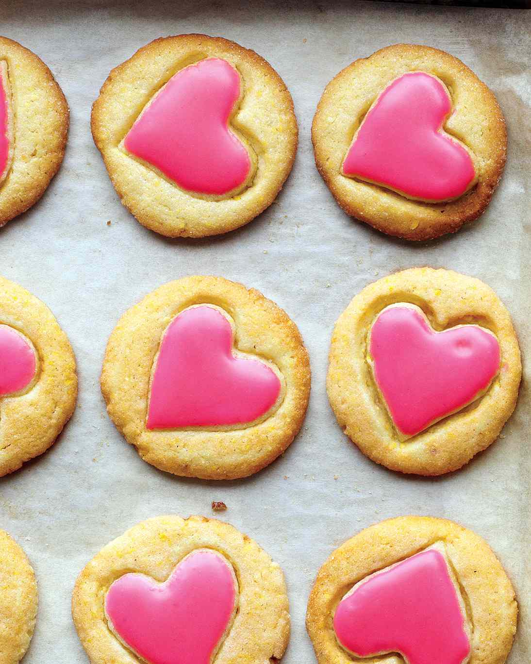 Heart-Glazed Cornmeal Cookies