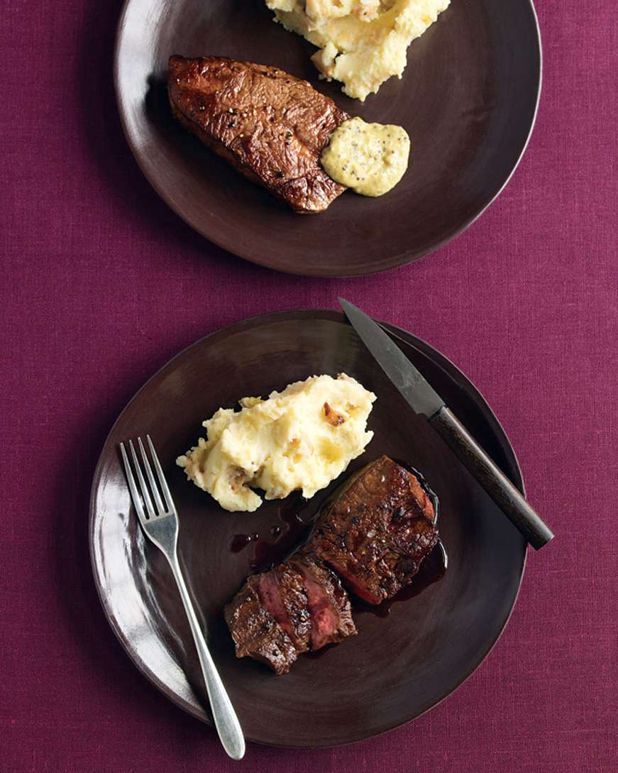 Seared Flat-Iron Steaks with Wine Sauce