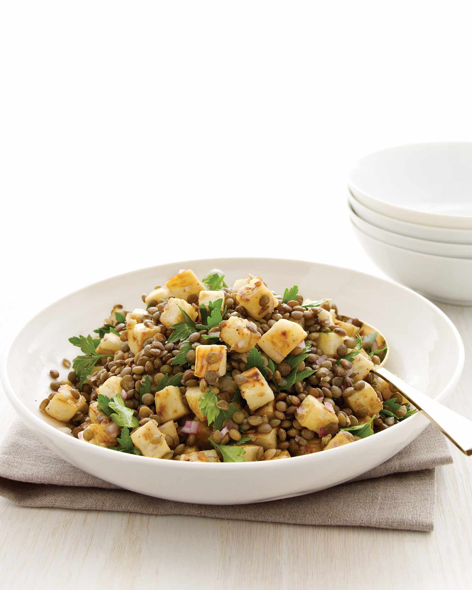 French Lentils with Caramelized Celery Root and Parsley