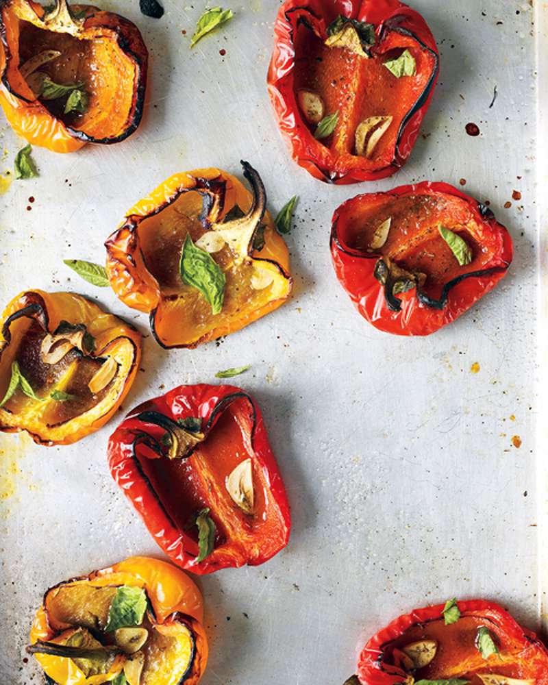 roasted peppers with garlic and herbs