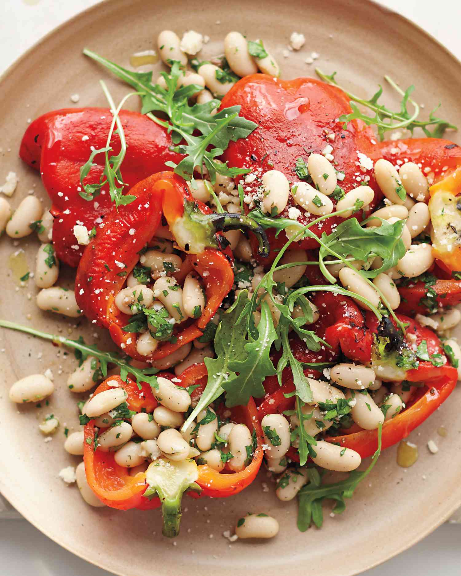 Roasted Red-Pepper Salad with Anchovy White Beans
