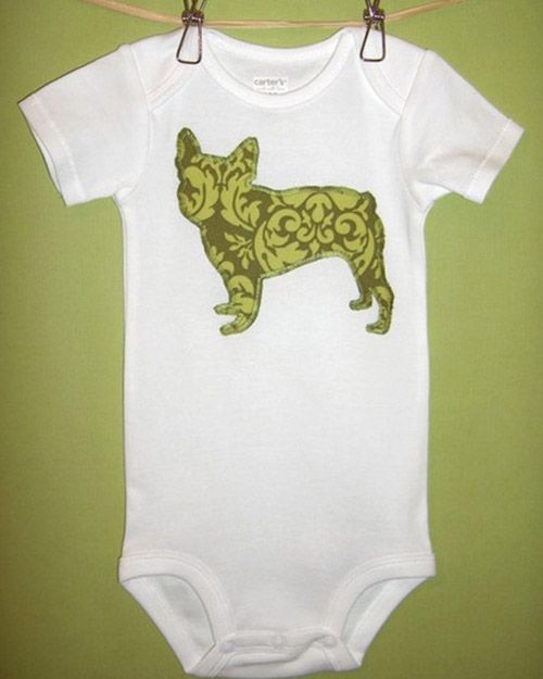 Dog-Appliqued Baby Bodysuit