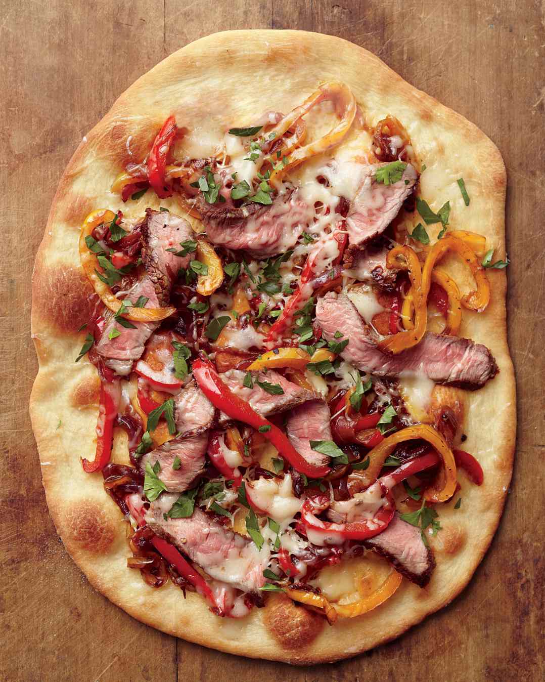 Steak Pizza with Peppers and Onions