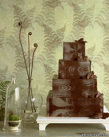 Chocolate Faux Bois Wedding Cake