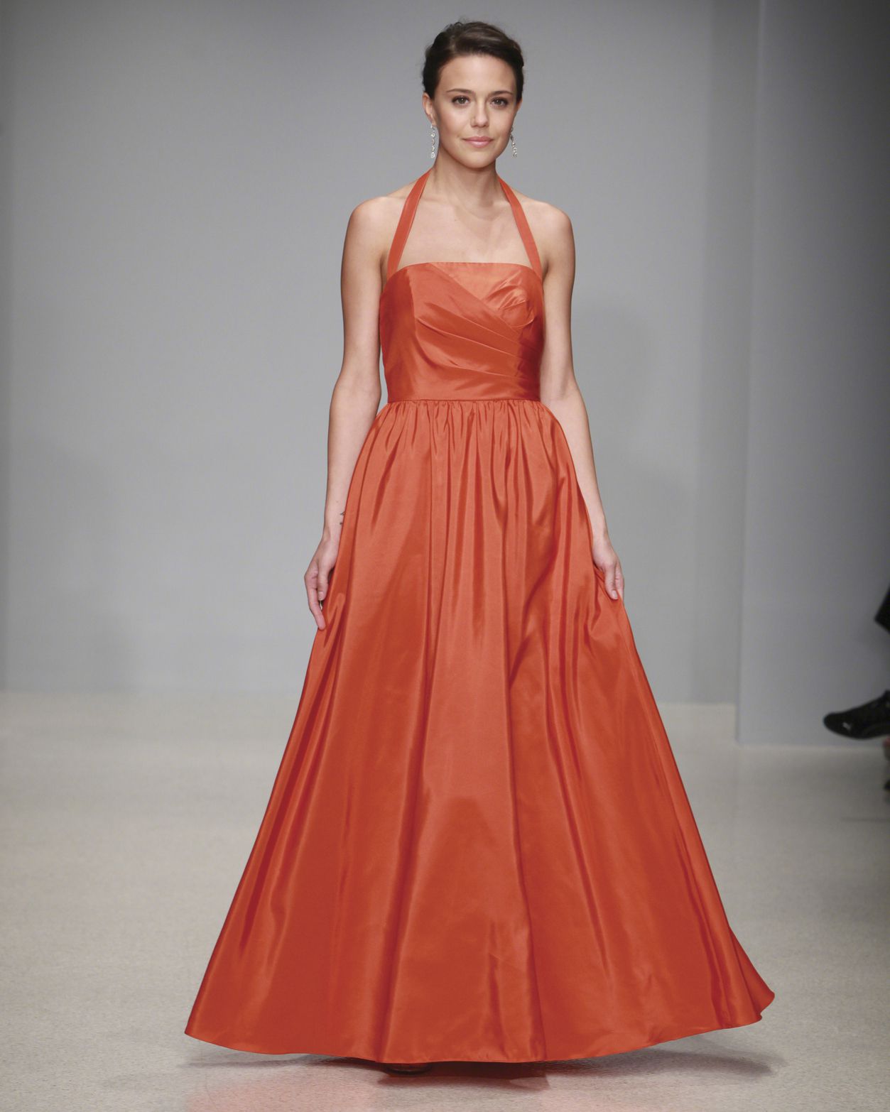 Floor-Length Orange Bridesmaid Dress