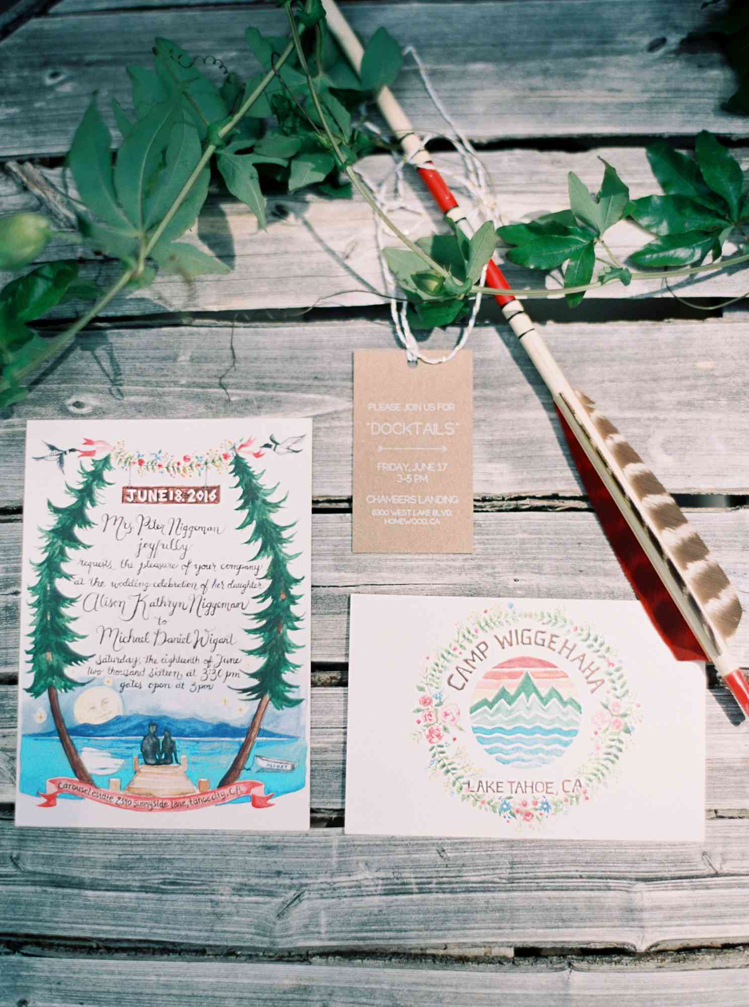 camp-themed wedding invitations