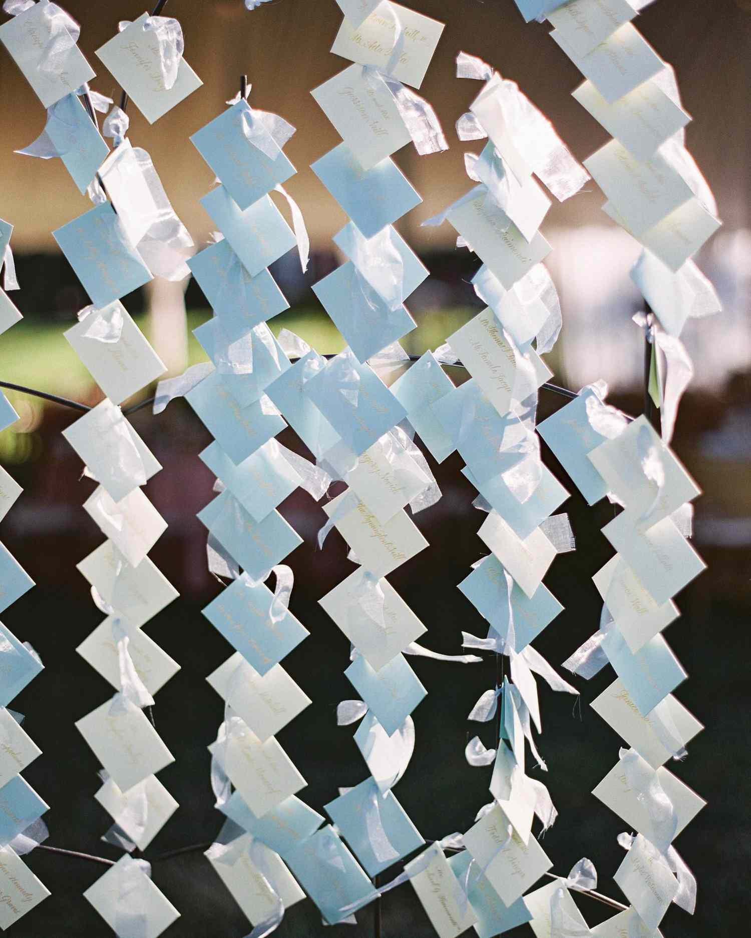 Blue and White Escort Cards