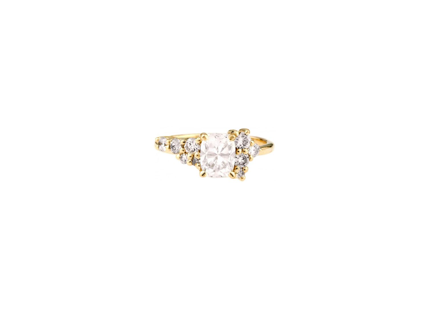 bario neal custom heirloom cushion cut diamond cluster engagement ring