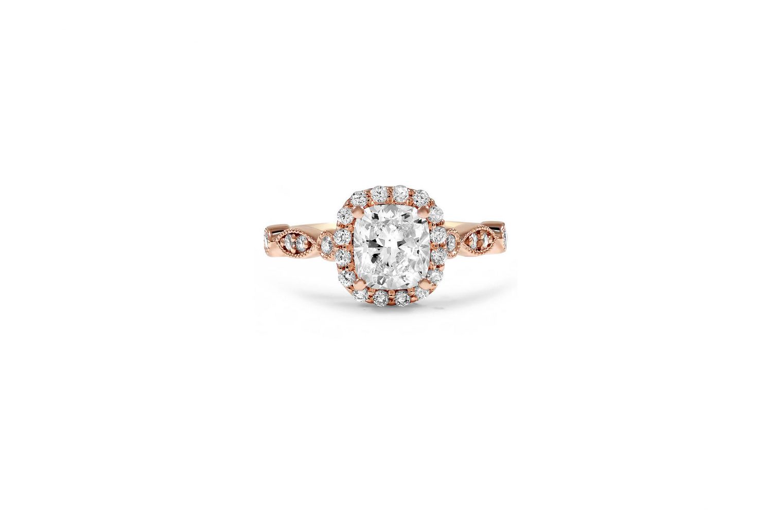 Cushion-Cut Diamond Engagement Ring on Rose Gold Band