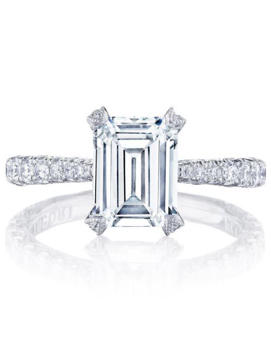 emerald cut ring platinum diamond set band