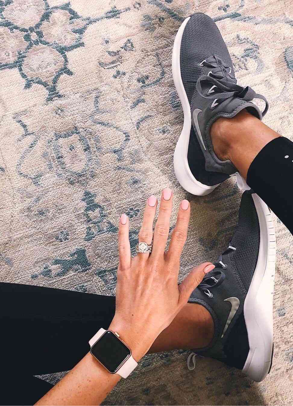 engagement ring selfie fitness attire