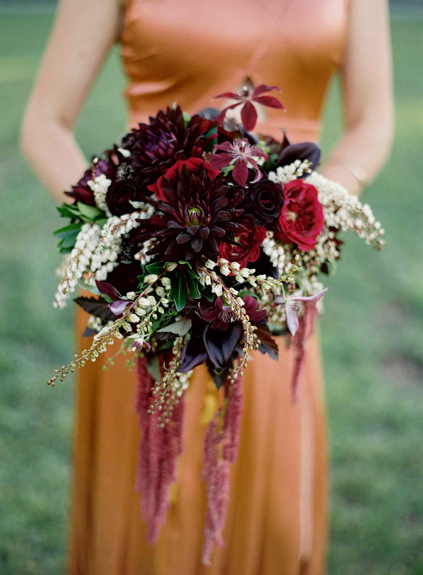 CALA LILY BUTTONHOLE ORANGE & PURPLE WEDDING FLOWERS 