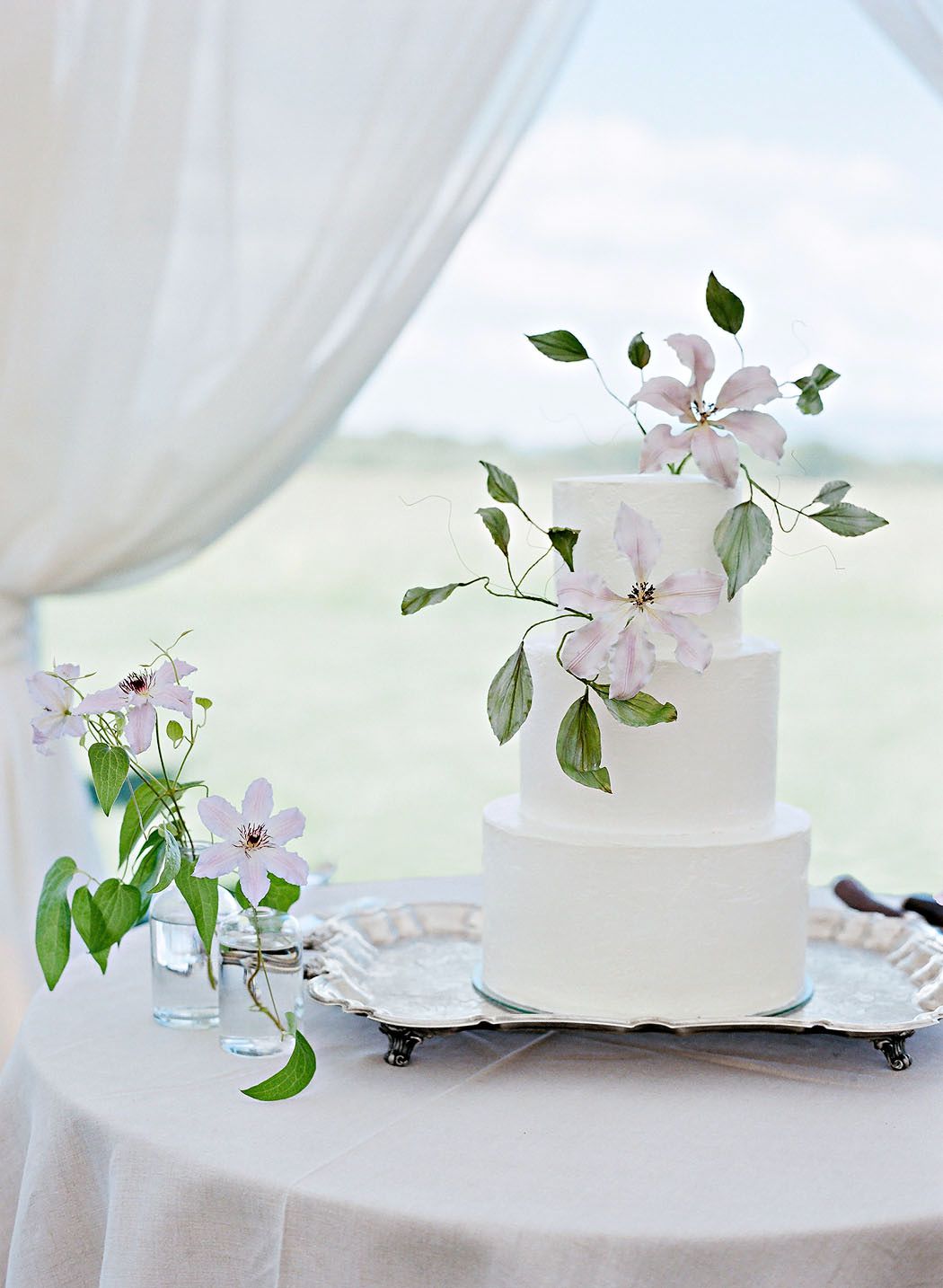 white cake with flowers