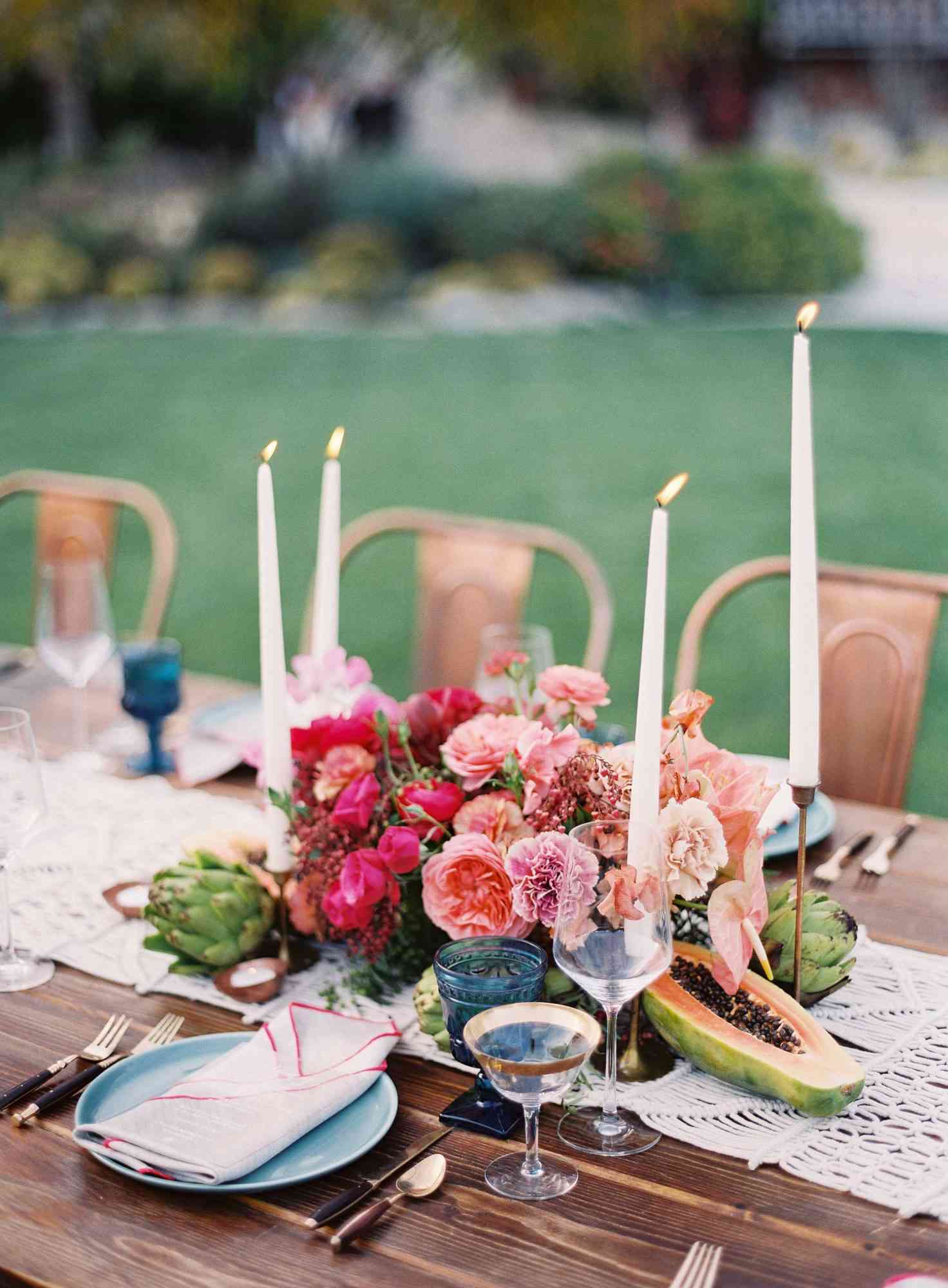 pink and red centerpiece