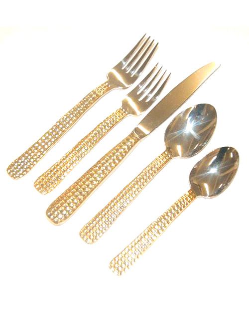 Hammered Gold-Plated Flatware