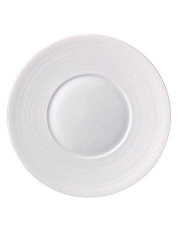 White Salad Plate with Striped Rim