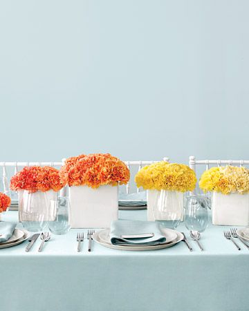 Colorful Carnation-Cluster Wedding Centerpieces
