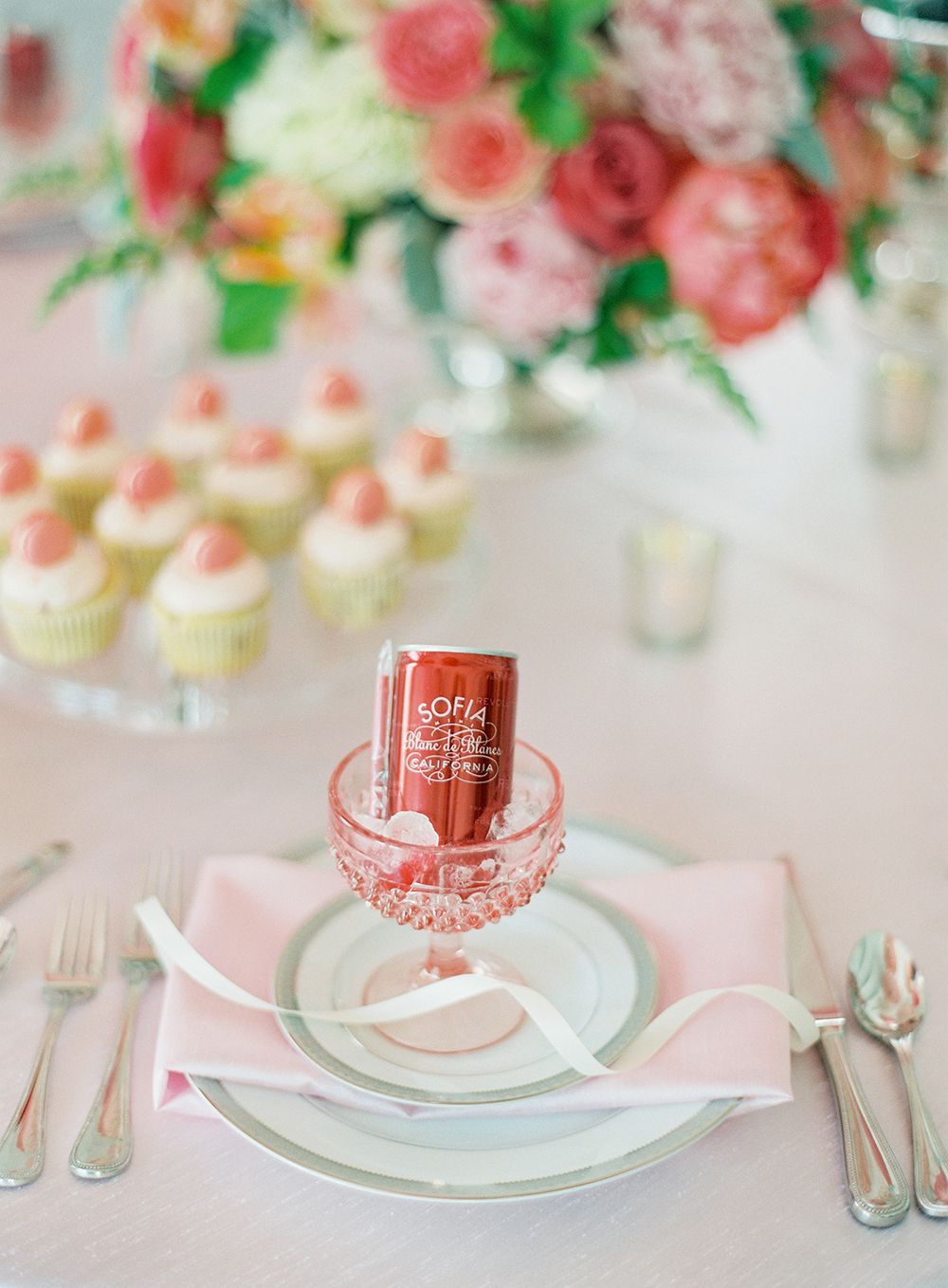 pink bridal shower bubbly can