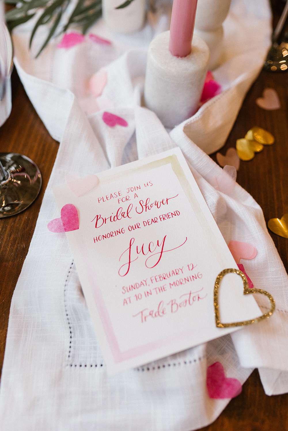 pink bridal shower invitation