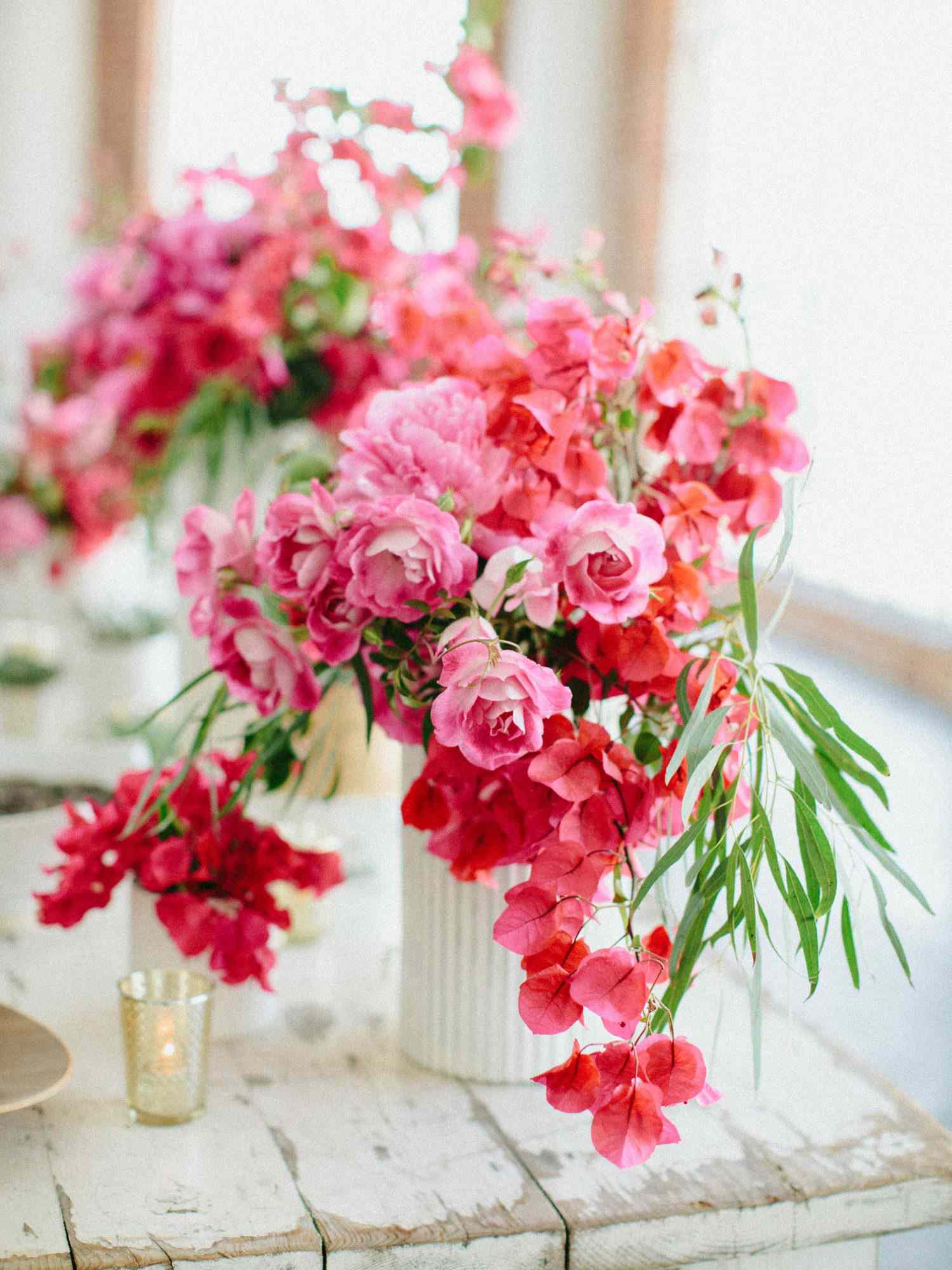 pink floral centerpiece table