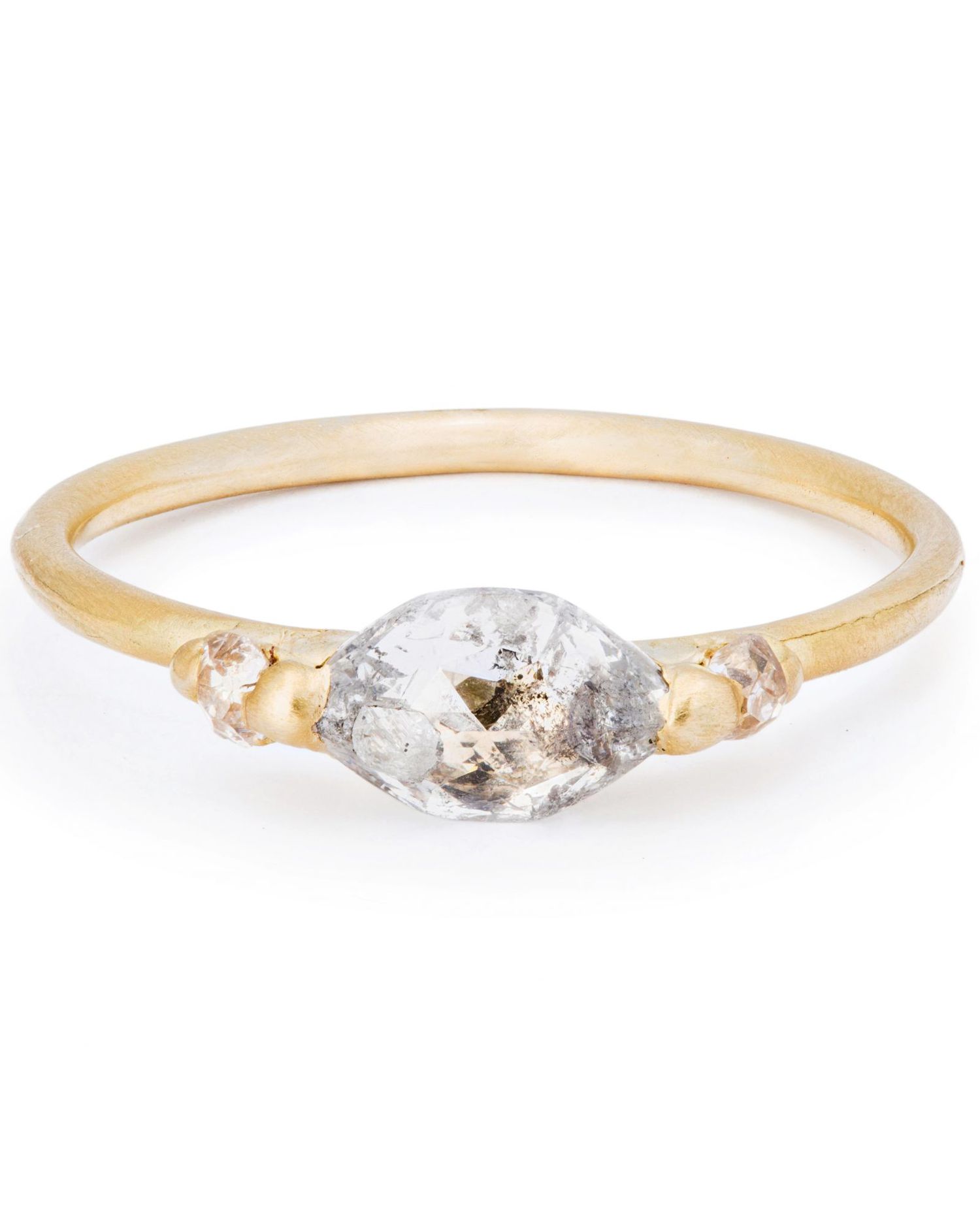 Marquise-Cut Engagement Ring with Rustic-Style Gold Band
