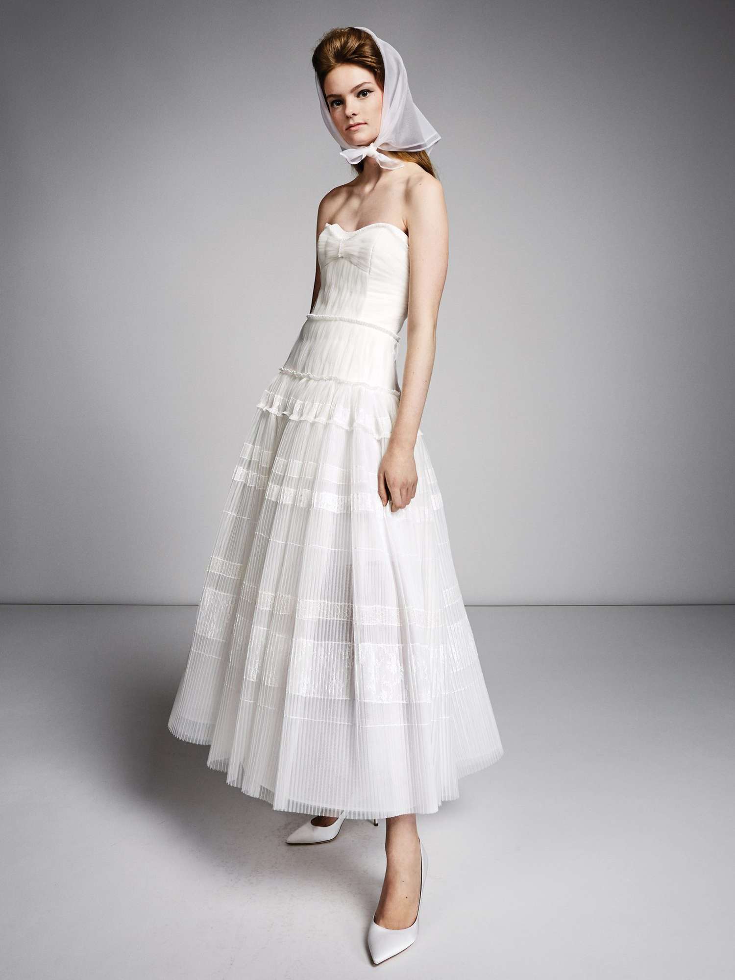 viktor rolf marriage fall 2019 strapless sweetheart tea length a-line gown