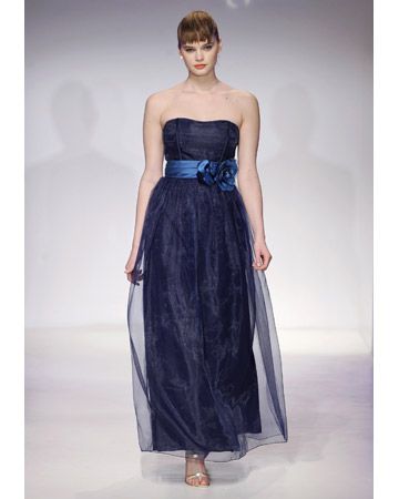 Floor-Length Bridesmaid Dress in Navy Blue