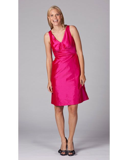 V-Neck Pink Bridesmaid Dress