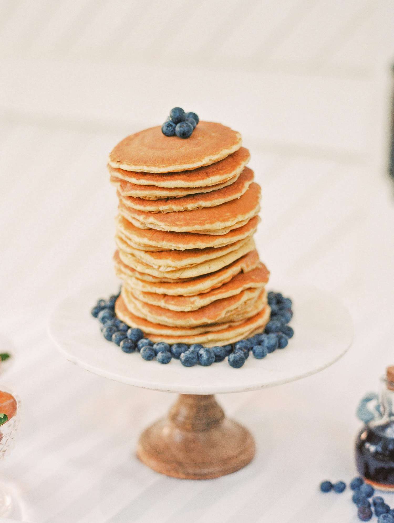 stack of pancakes on cake tray for wedding