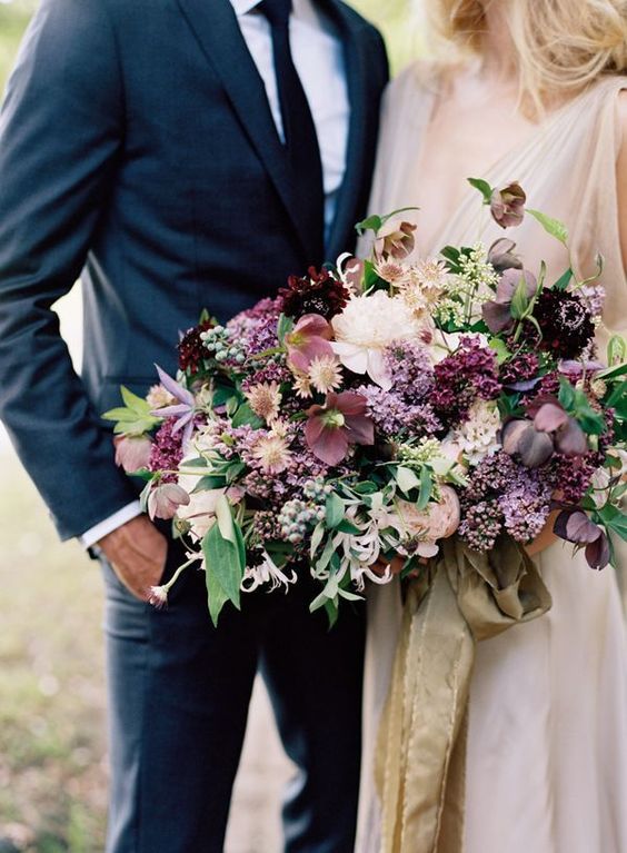 bouquet with lilacs and purple flowers