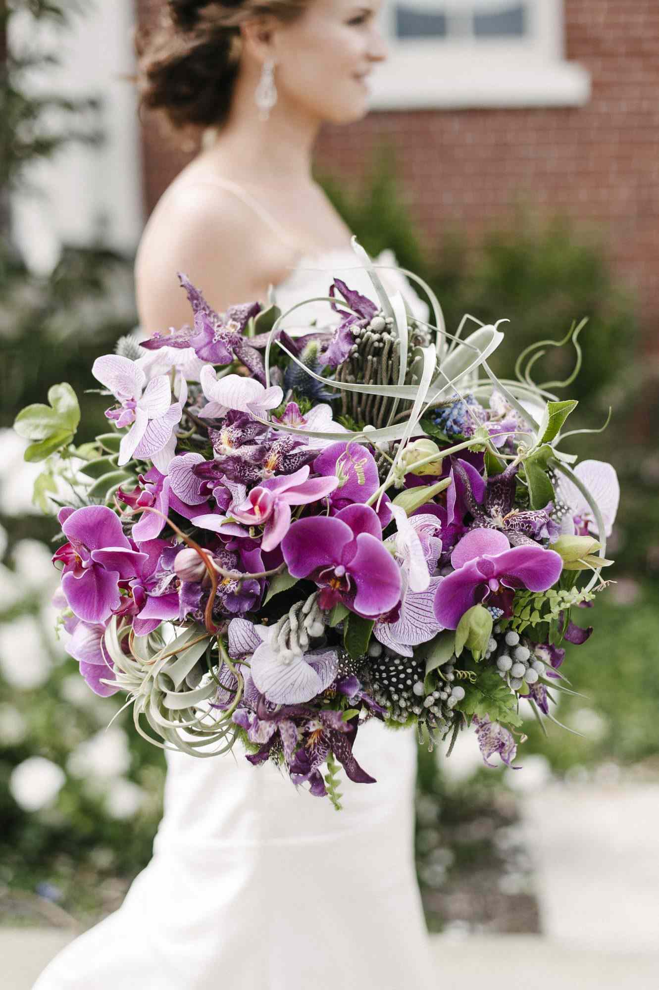 bouquet with purple orchids