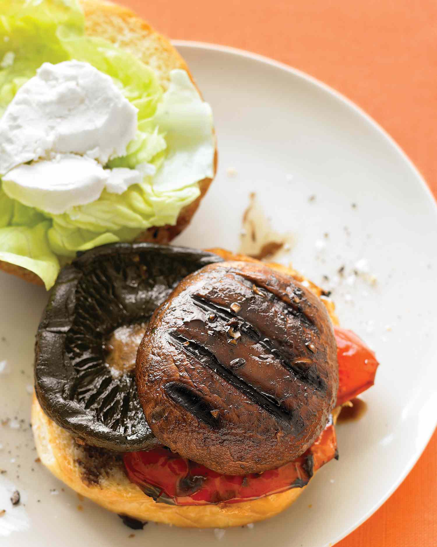 Balsamic Portobello Burgers with Bell Pepper and Goat Cheese