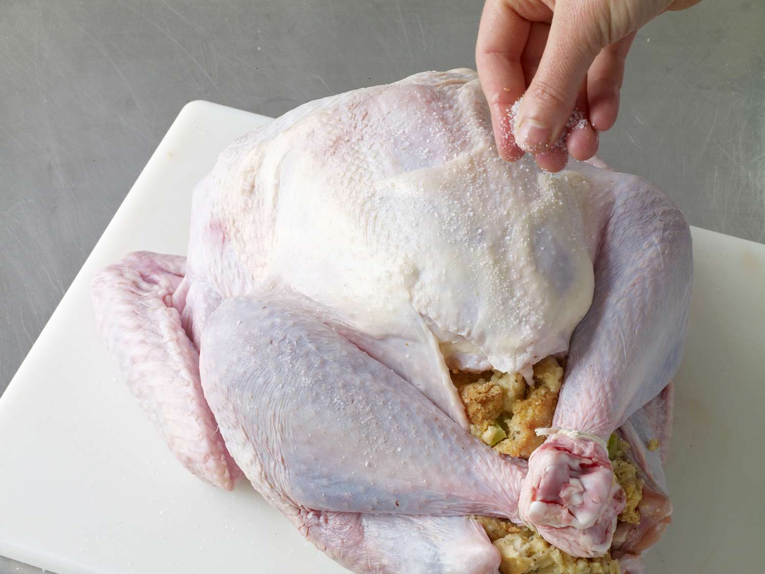 turkey prep stuffing adding salt