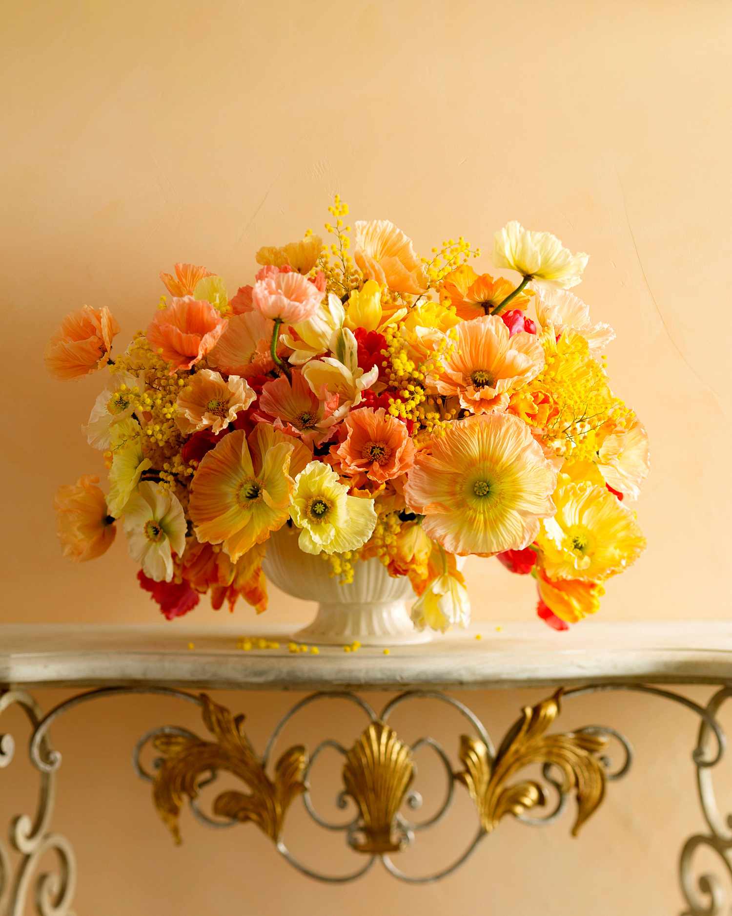 Spring Easter Centerpiece Silk Flower Arrangements Basket Roses Narcissus Fern 