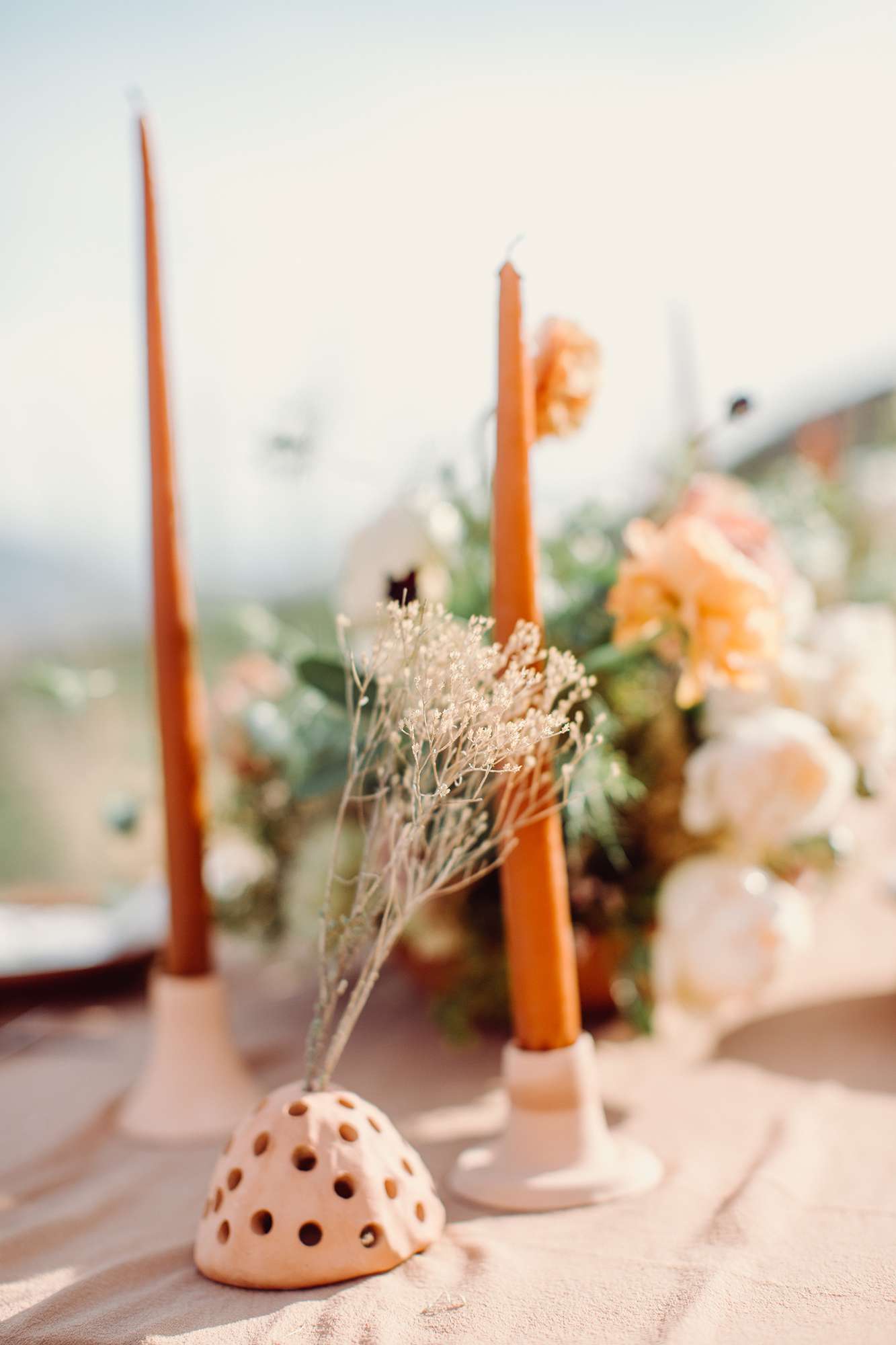 Peach, Green, and Gold Tablescape
