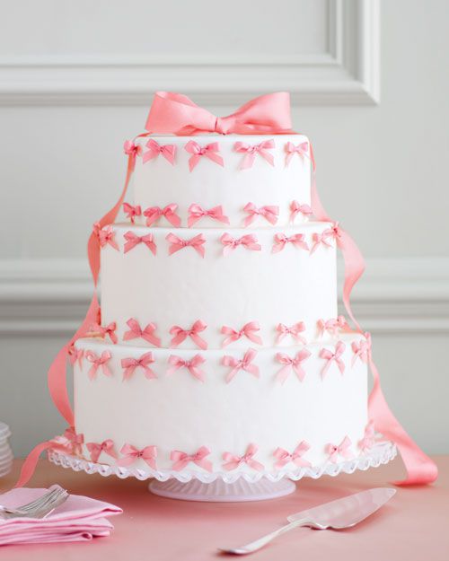 Pink Bow Wedding Cake