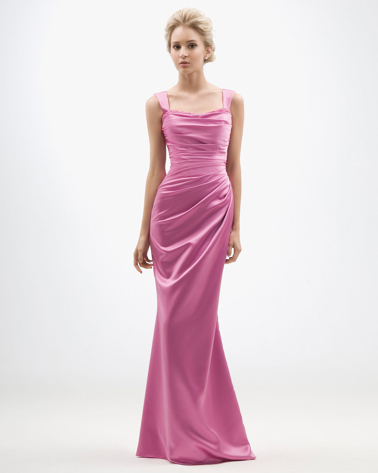 Long Pink Bridesmaid Dress