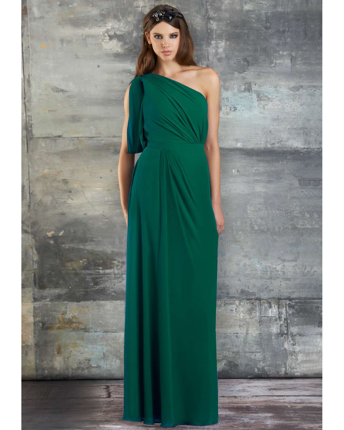 Emerald One-Shoulder Bridesmaid Dress