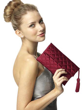 Quilted Envelope Clutch with Tassel Detail