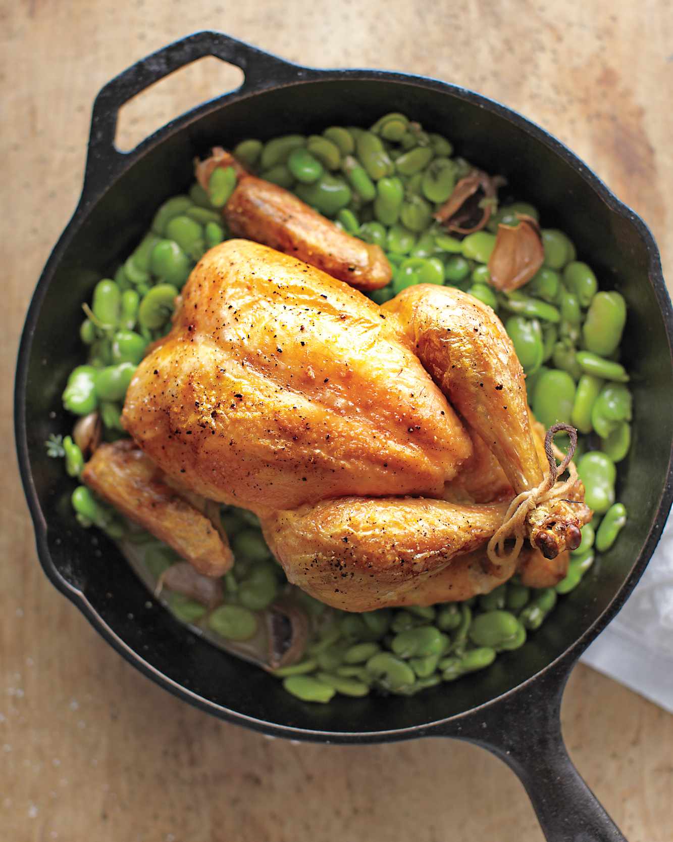 Roast Chicken with Fava Beans