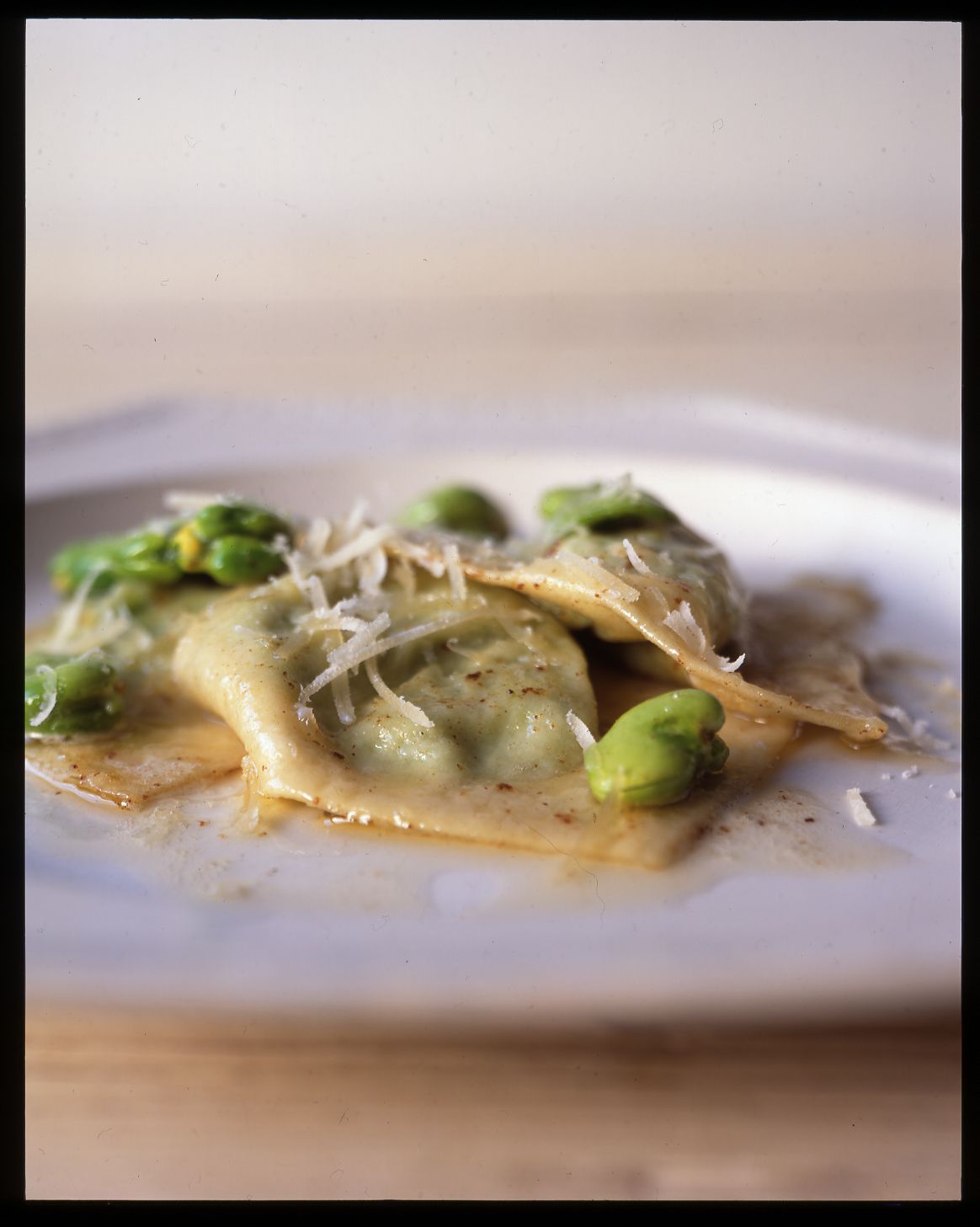 Ravioli Stuffed with Fava Beans, Ricotta, and Mint with Brown-Butter Sauce
