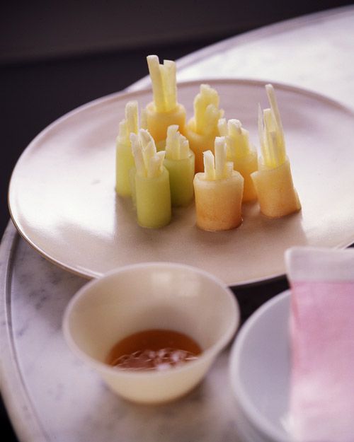Cold Fruit Sushi with Honey Dipping Sauce