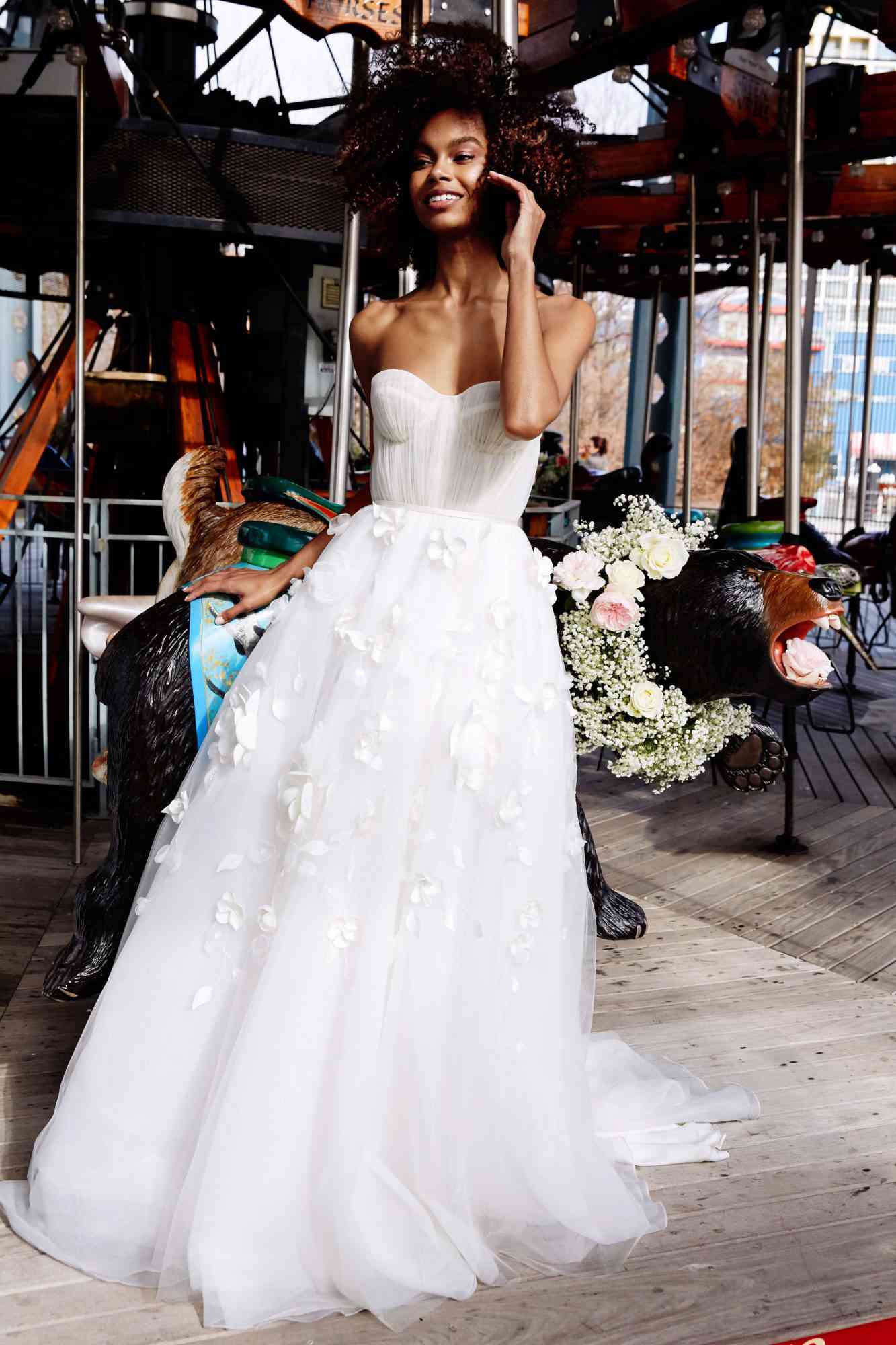 lela rose wedding dress bridal market spring 2020 semi-sweetheart ruching bodice tulle skirt