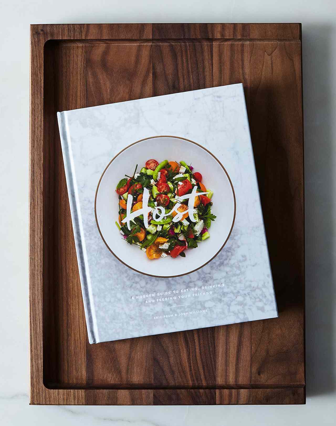 w&p host cookbook and walnut cutting board
